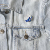Blauwe en zilveren kerstcadeautjes ronde button 3,2 cm (In situ)