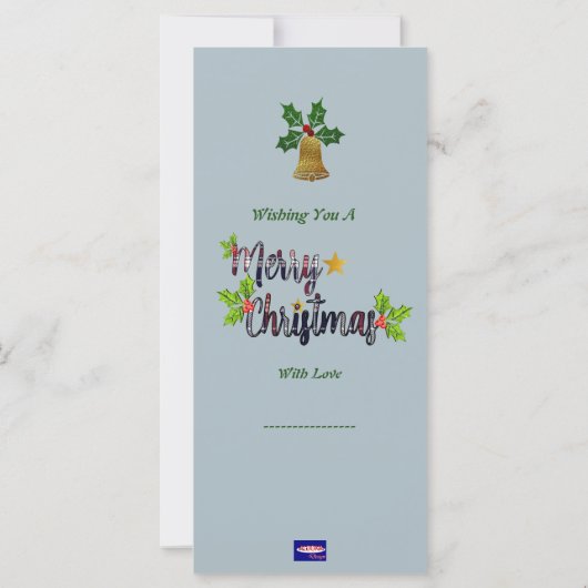 Blauwe en zilveren kerstKaart (Achterkant)