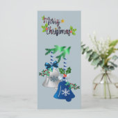 Blauwe en zilveren kerstKaart (Staand voorkant)