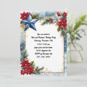 Blauwe en zilveren kerststerren kaart (Staand voorkant)