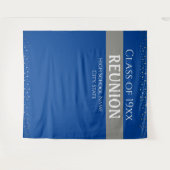 Blauwe en Zilveren Klasse Reünie Elk Jaar Tapestry Wandkleed (Voorkant (horizontaal))
