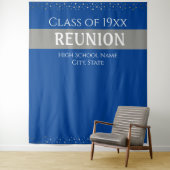 Blauwe en Zilveren Klasse Reünie Elk Jaar Tapestry Wandkleed (In situ)