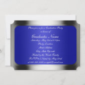 Blauwe en zilveren Lijst Graduation Party Kaart (Achterkant)