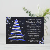 Blauwe en zilveren lintboom - kerst in bedrijven kaart (Staand voorkant)
