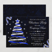 Blauwe en zilveren lintboom - kerst in bedrijven kaart (Voorkant / Achterkant)