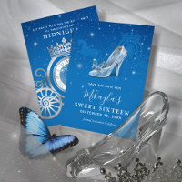 Blauwe en Zilveren Schoen Cinderella Sweet 16 Verj