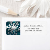 Blauwe en zilveren sneeuwvlok Adresetiketten Etiket (Insitu)