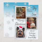 Blauwe en zilveren sneeuwvlokken Familie Foto's Ke Kaart (Voorkant / Achterkant)