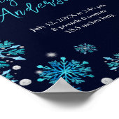 Blauwe en Zilveren Sneeuwvlokken Geboortestatus Poster (Hoek)