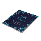 Blauwe en Zilveren Sneeuwvlokken Geboortestatus Tegeltje (Zijkant)