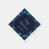 Blauwe en zilveren sneeuwvlokken kerstfeest servet (Hoek)