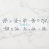 Blauwe en zilveren sneeuwvlokken waterfles etiket (Enkel label)