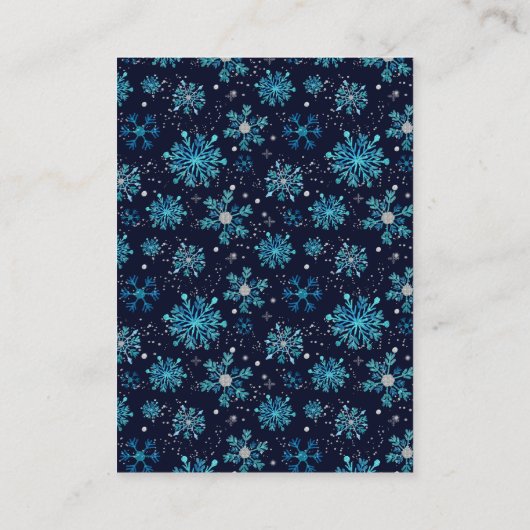 Blauwe en zilveren sneeuwvlokken Winter Display Sh Informatiekaartje (Achterkant)