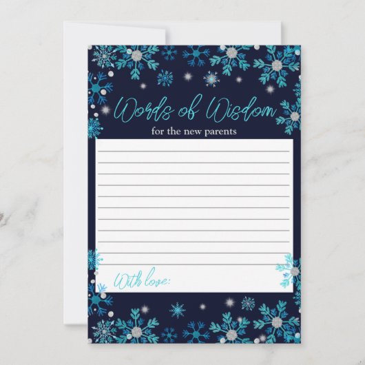 Blauwe en Zilveren Snowflakes Woorden van Wisdom Kaart (Voorkant)