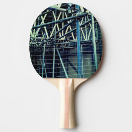 Blauwe en zilveren steigers tafeltennisbatje