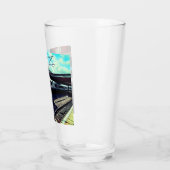 Blauwe en zilveren trein glas (Links)