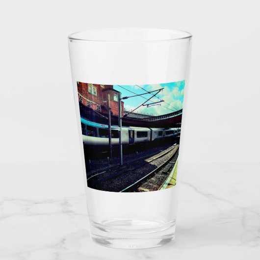 Blauwe en zilveren trein glas (Voorkant)