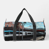 Blauwe en zilveren trein plunjezak (Achterkant)