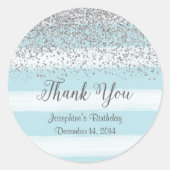 Blauwe en zilveren verjaardags Stickers (Voorkant)