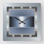 Blauwe en Zilveren wandklok (Voorkant)