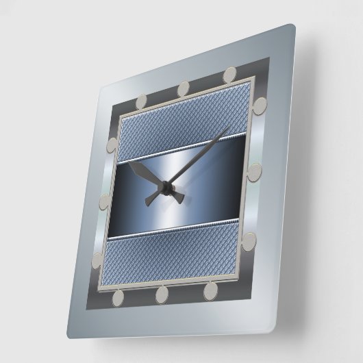 Blauwe en Zilveren wandklok (Hoek)