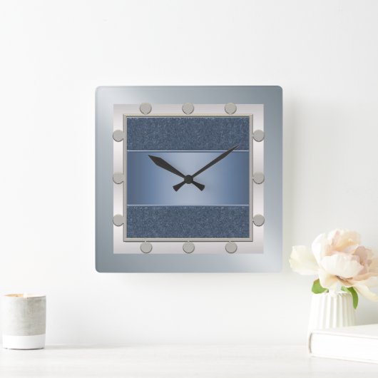 Blauwe en Zilveren wandklok (Huis)