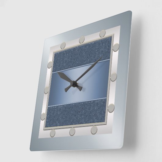 Blauwe en Zilveren wandklok (Hoek)