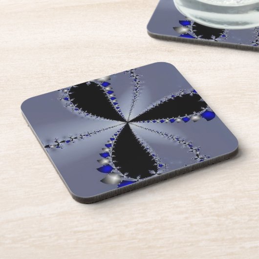 Blauwe en zilveren windmolen onderzetter (Linkerzijde)