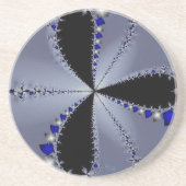 Blauwe en zilveren windmolen zandsteen onderzetter (Voorkant)