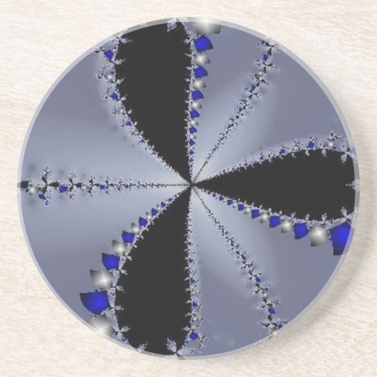 Blauwe en zilveren windmolen zandsteen onderzetter (Voorkant)