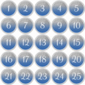 Blauwe en zilverglitter Ombre 25 met nummering Sticker (Voorkant)