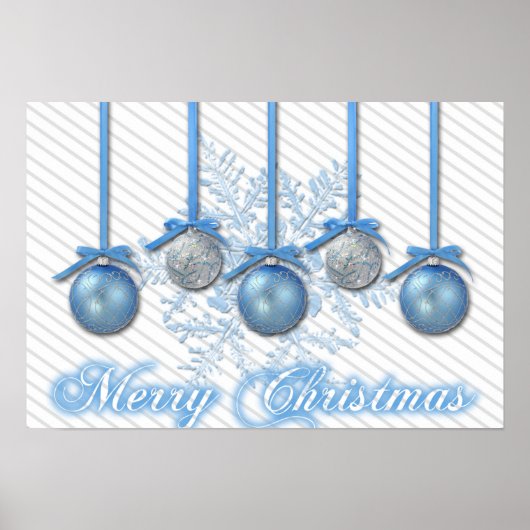 Blauwe en zilverglitter-Ornamenten Poster (Voorkant)