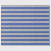 Blauwe en zilverglitterstripes cadeaupapier (Vlak)