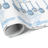 Blauwe en zilverglitterversieringen cadeaupapier (Rol Hoek)