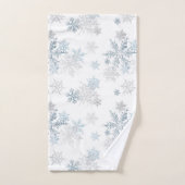Blauwe en zilvergrijze winter Wonderland Snowflake Bad Handdoek (Handdoek)