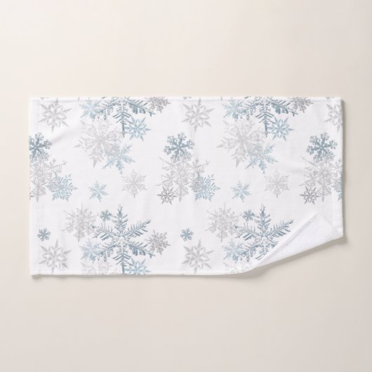 Blauwe en zilvergrijze winter Wonderland Snowflake Bad Handdoek (Handdoek)