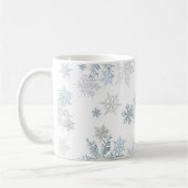 Blauwe en zilvergrijze winter Wonderland Snowflake Koffiemok (Links)