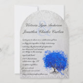 Blauwe en zilverhardende Leaf Tree Wedding Kaart (Voorkant)