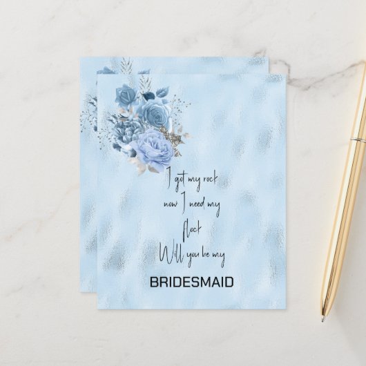 Blauwe en Zilverige Rozen zijn mijn Bridesmaid (Voorkant / Achterkant in situ)