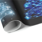 Blauwe en zilverkleurige kerstbomen cadeaupapier (Rol Hoek)