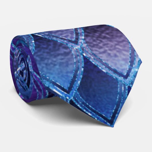 Blauwe en zilversparken Drakenschalen Stropdas (Opgerold)