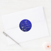Blauwe en zilvervlies met Butterflies-Sticker Ronde Sticker (Envelop)