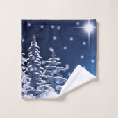 Blauwe en zilverwinter Kerstmis Bad Handdoek (Wasdoekje)