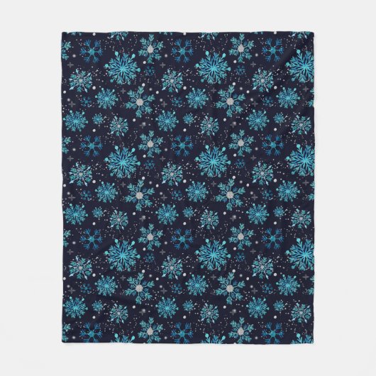 Blauwe en zilverwintersneeuwvlokken fleece deken (Voorkant)