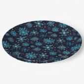 Blauwe en zilverwintersneeuwvlokken papieren bordje (Gekanteld)