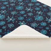 Blauwe en zilverwintersneeuwvlokken sherpa deken (3/4)