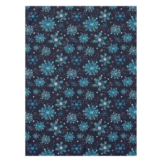 Blauwe en zilverwintersneeuwvlokken tafelkleed (Voorkant)