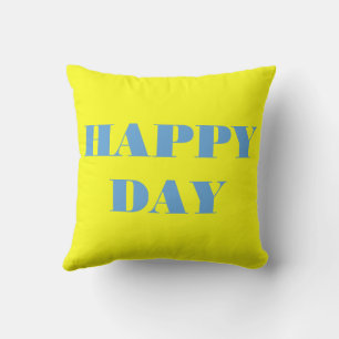 Blauwe en zonnebloem gele Happy Day Kussen