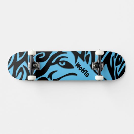 Blauwe en zwarte Abstracte stamworf met naam Skat Persoonlijk Skateboard (Horizontaal)