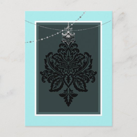 Blauwe en zwarte ansichtkaart briefkaart (Voorkant)